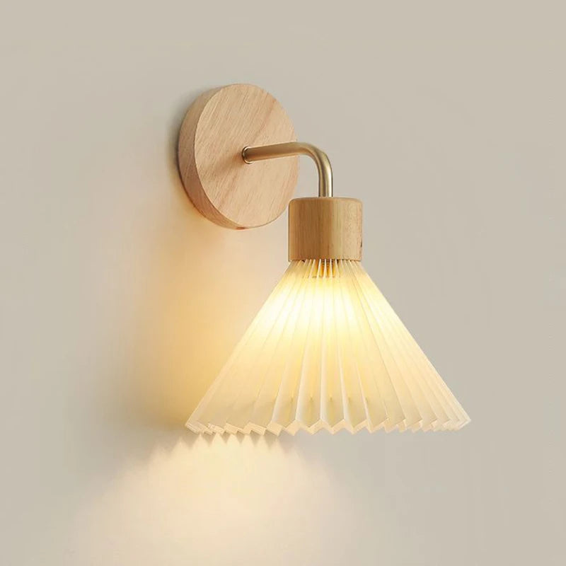 Minimalist Wall Sconce for Bedroom - Natural wood finish & E27 bulb fitting