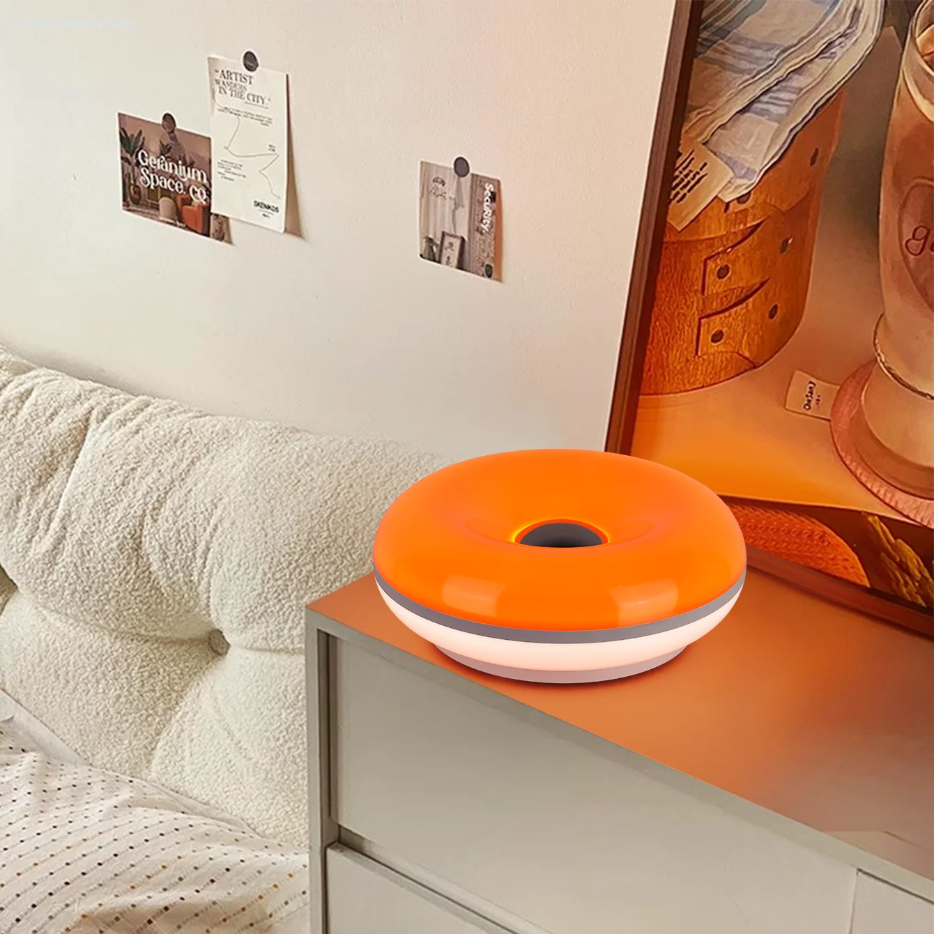 Bauhaus Table Lamp for Bedroom - USB powered & Glass shade