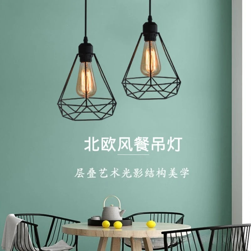 Modern Pendant Chandelier for Restaurant - Wrought iron frame