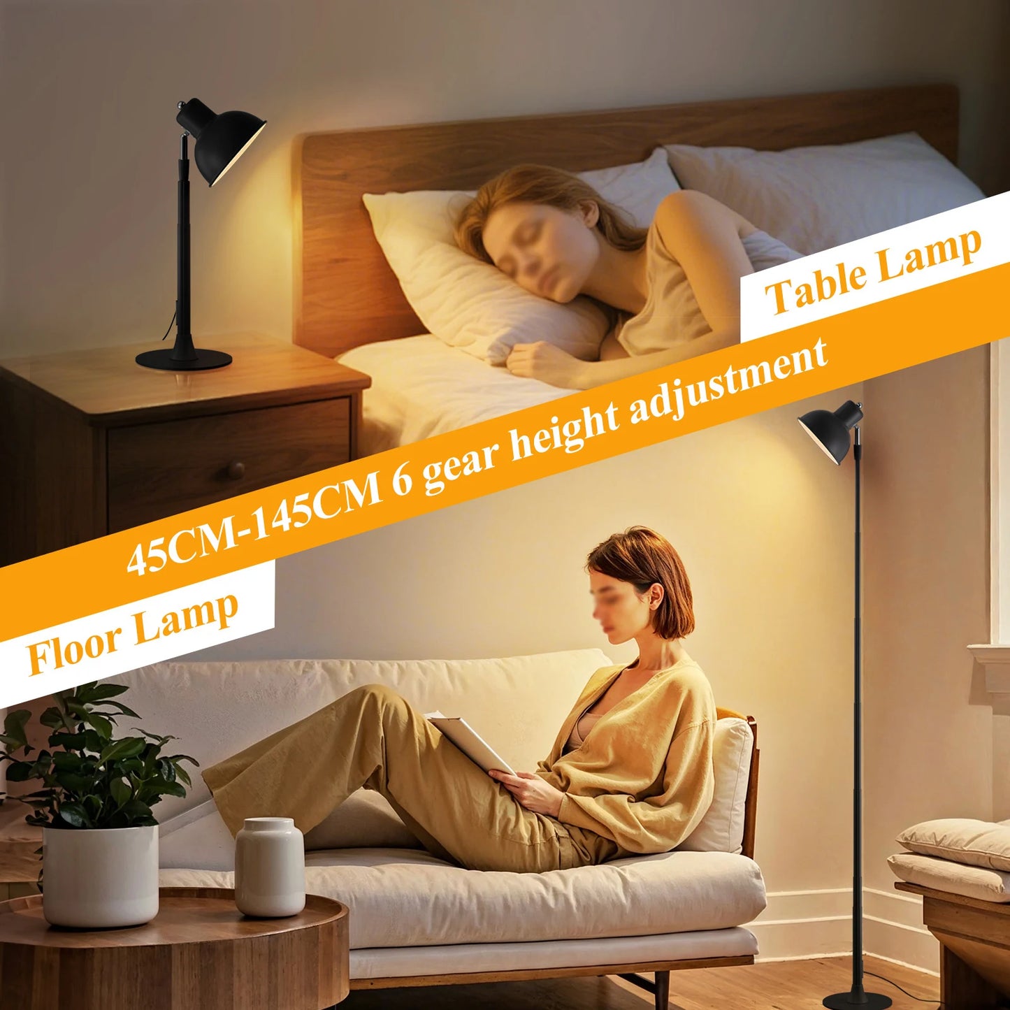 Modern Floor Lamp for Bedroom - USB powered & Stepless dimmable