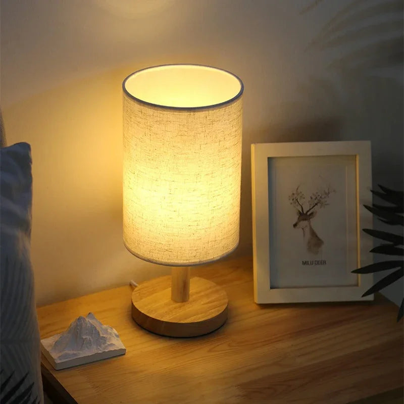Modern LED Desk Lamp for Bedroom - USB powered & Natural wood finish