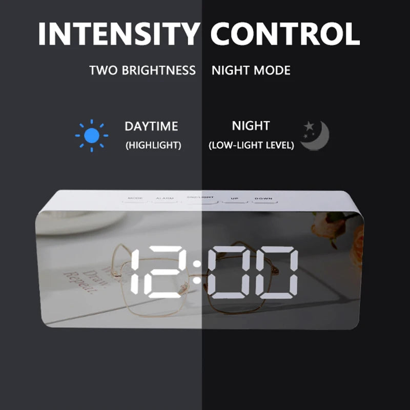 Modern LED Alarm Clock for Bedroom - Built-in temperature display
