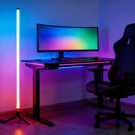 Modern Floor Lamp for Bedroom - Multicolor RGB light & Sound-reactive light