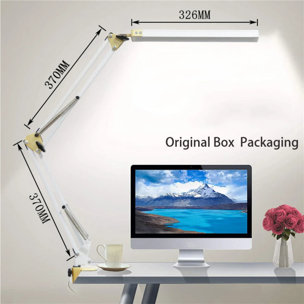 Modern LED Desk Lamp for Home - Stepless dimmable & Clamp mount included