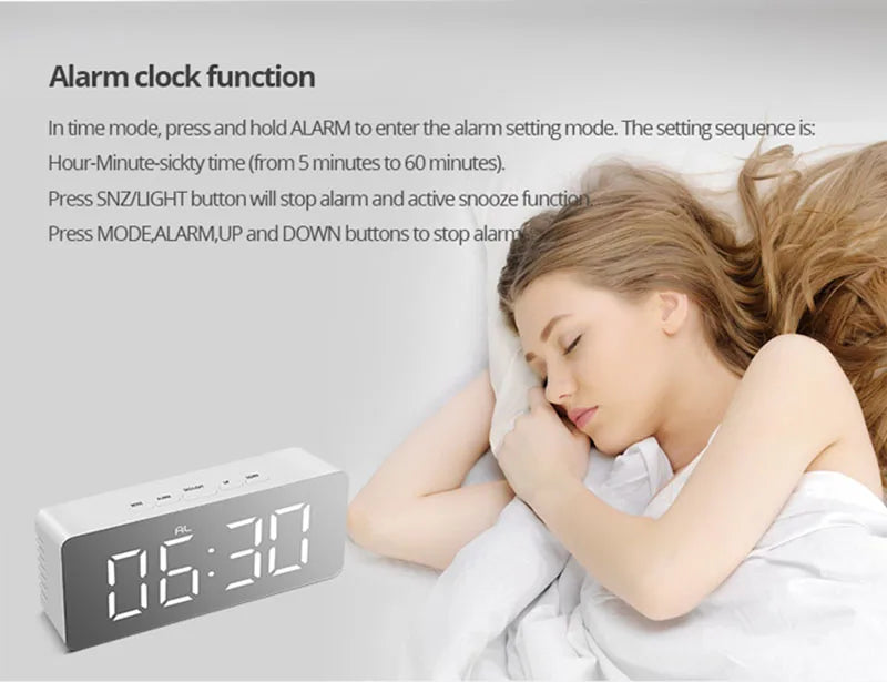 Modern LED Alarm Clock for Bedroom - Built-in temperature display