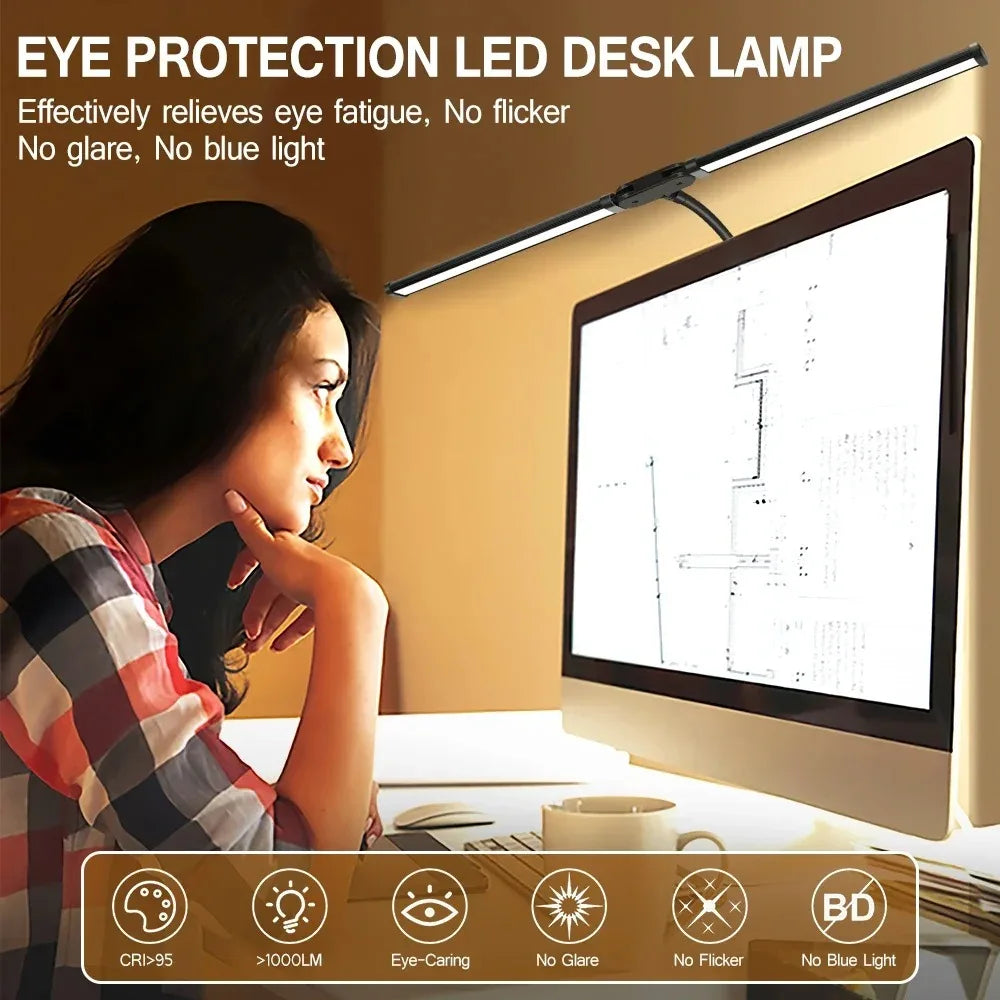 Modern LED Desk Lamp for Home Office - Stepless dimmable & Flexible gooseneck arm