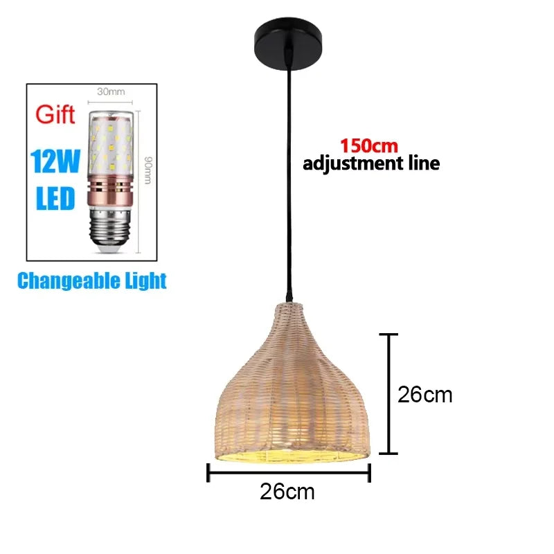 Modern Pendant Chandelier for Bedroom - Handwoven bamboo/rattan