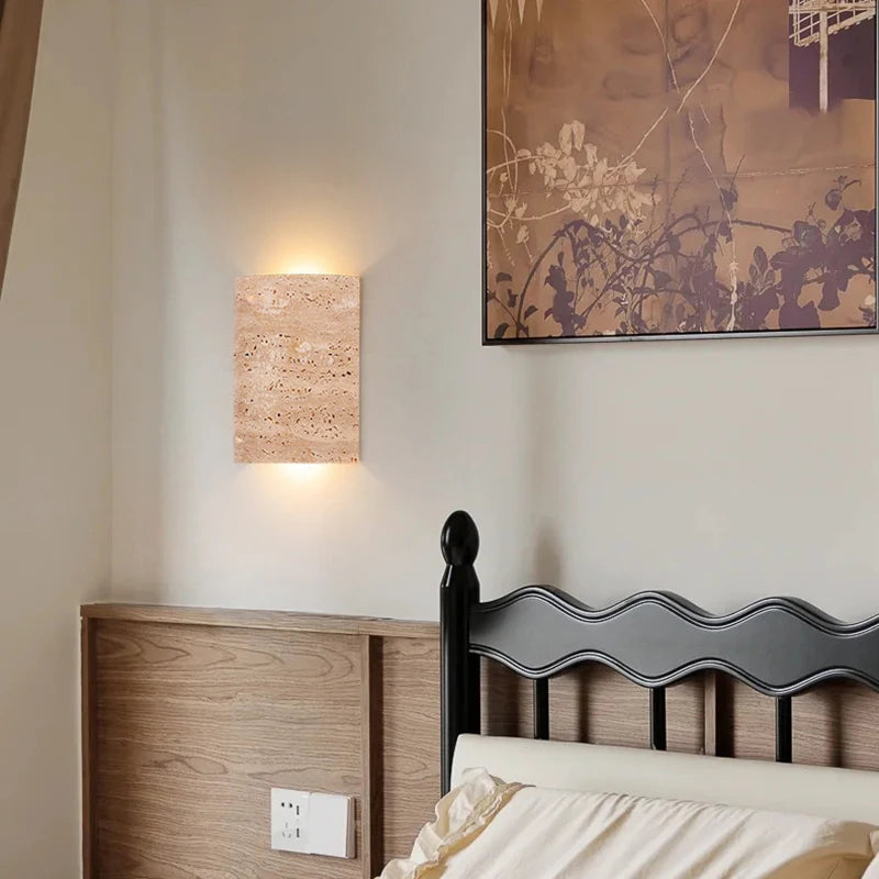 Minimalist Wall Sconce for Bedroom - Marble-effect finish