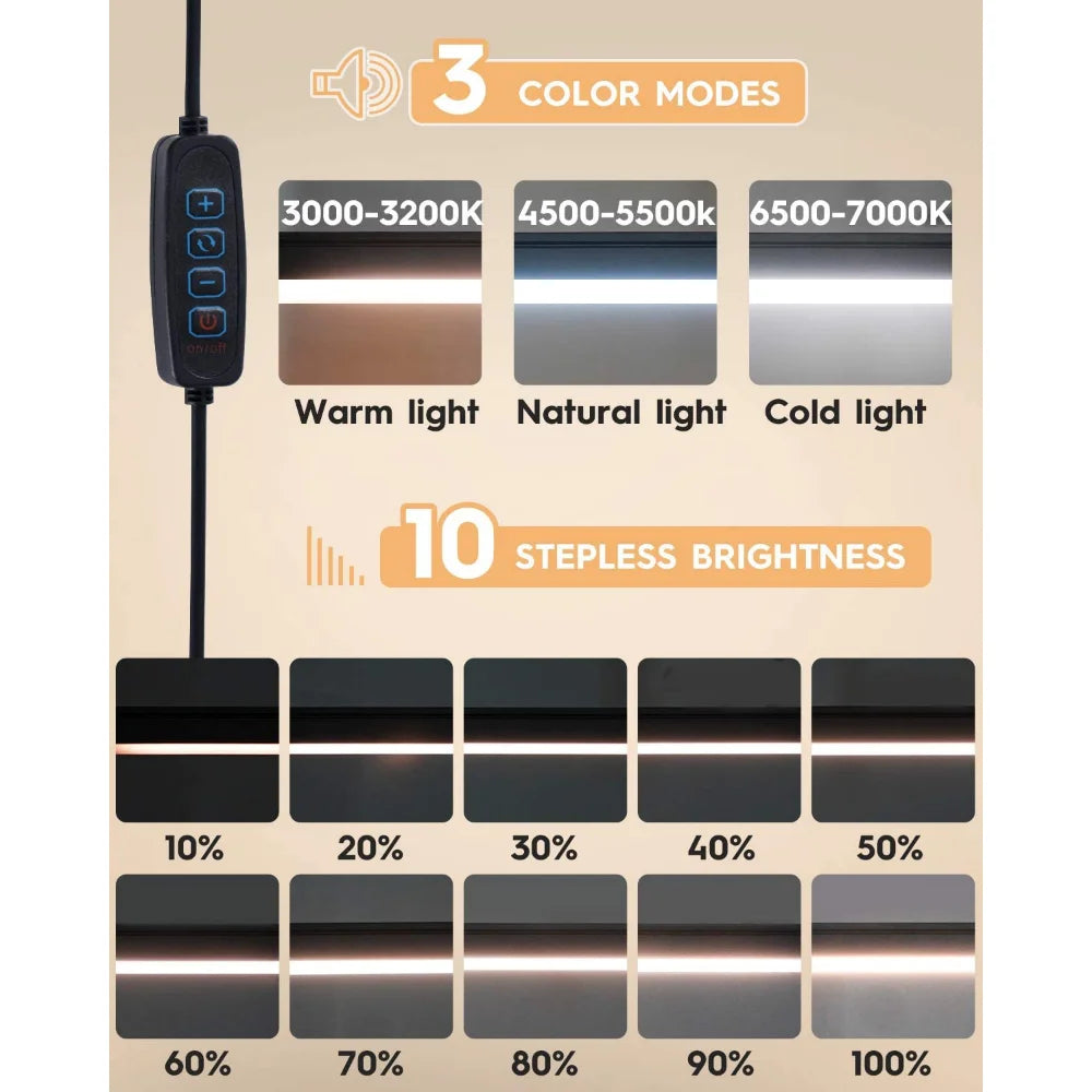 Modern LED Desk Lamp for Home - Stepless dimmable & Clamp mount included