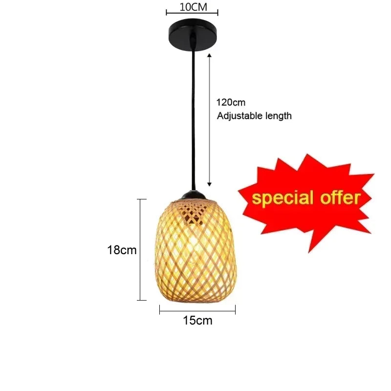 Modern Pendant Chandelier for Bedroom - Handwoven bamboo/rattan