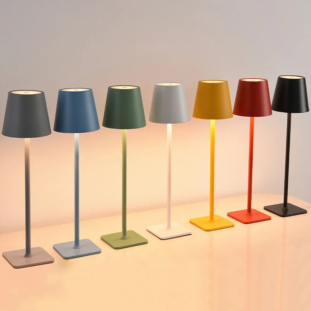 Modern Table Lamp for Bedroom - Rechargeable battery & USB powered