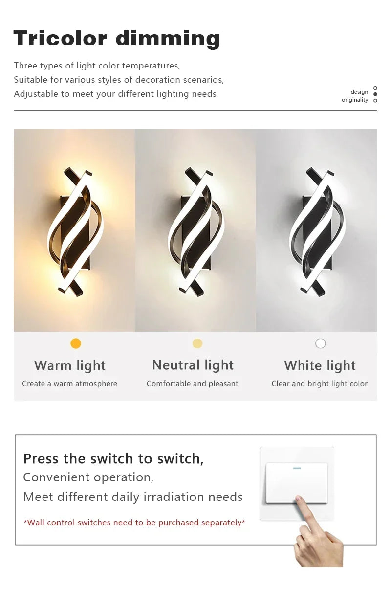 Modern Wall Sconce for Bedroom - Motion sensor activated