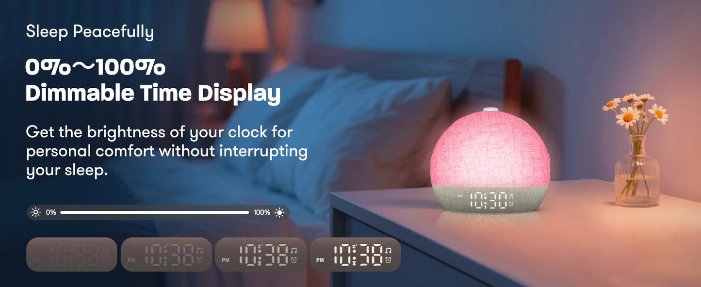 Modern LED Alarm Clock for Home - Stepless dimmable & Multicolor RGB light