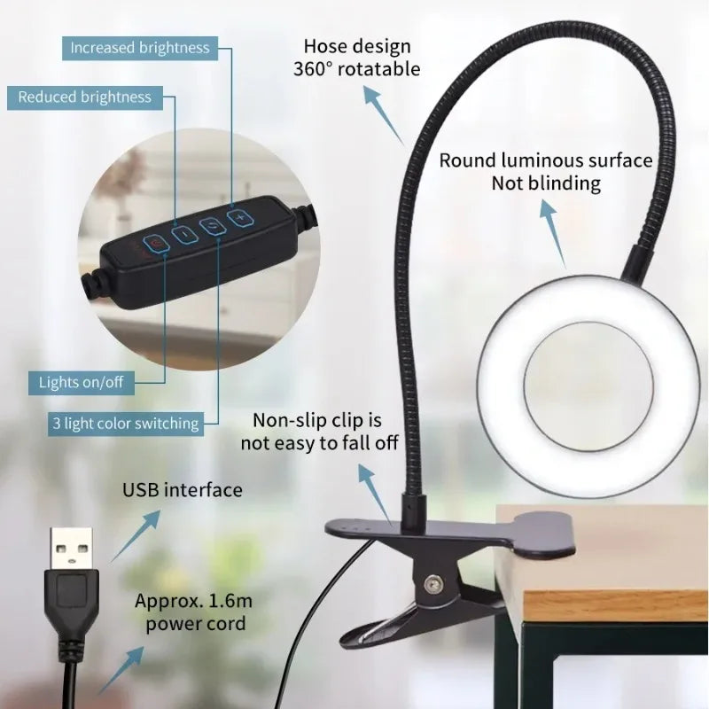Modern LED Desk Lamp for Study - USB powered & Flexible gooseneck arm