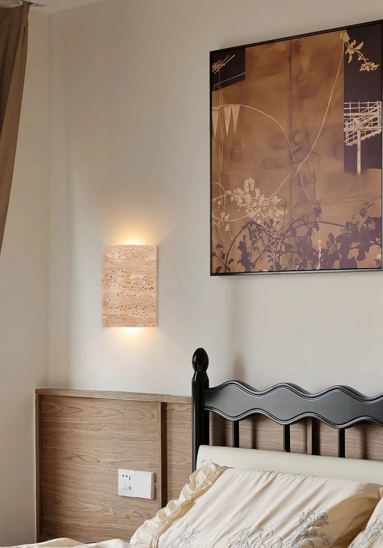 Minimalist Wall Sconce for Bedroom - Marble-effect finish