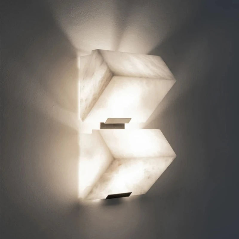 Minimalist Wall Sconce for Bedroom - Marble-effect finish