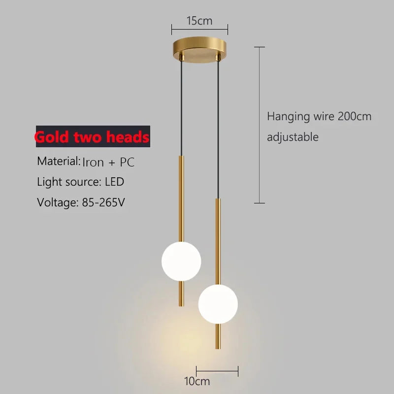 Minimalist Pendant Chandelier for Bedroom - Elongated linear design