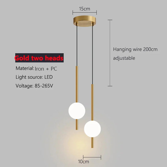 Minimalist Pendant Chandelier for Bedroom - Elongated linear design