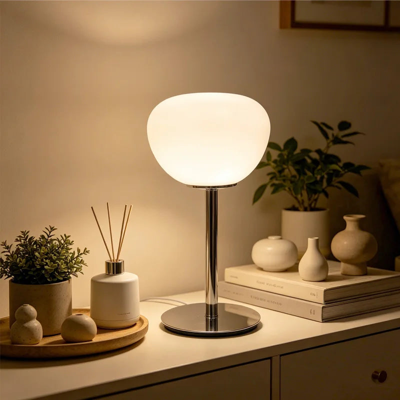 Minimalist Table Lamp for Home Office - Glass shade