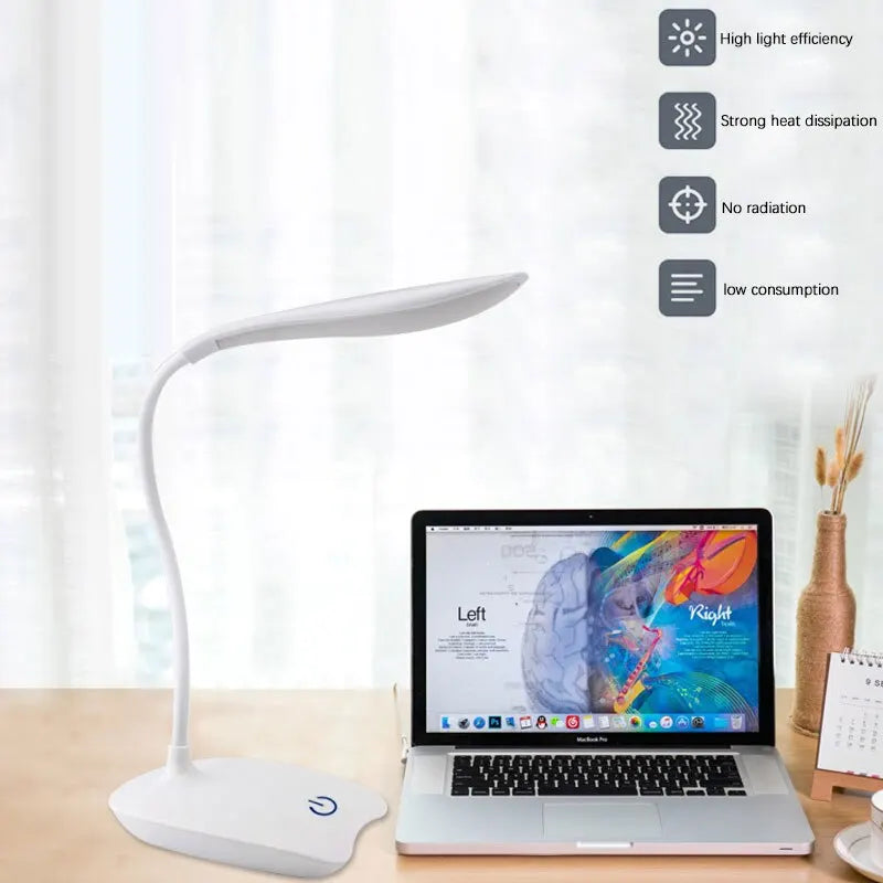 Modern LED Desk Lamp for Bedroom - Rechargeable battery & USB powered
