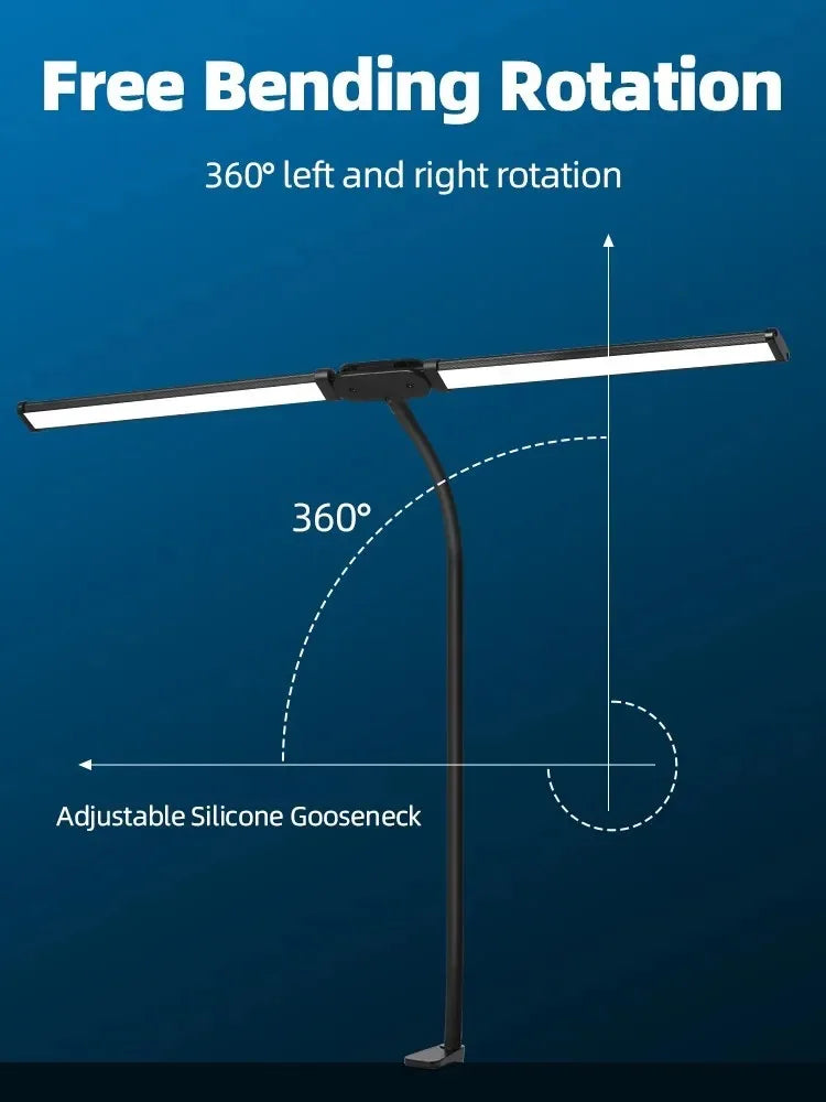 Modern LED Desk Lamp for Home Office - Stepless dimmable & Adjustable positioning