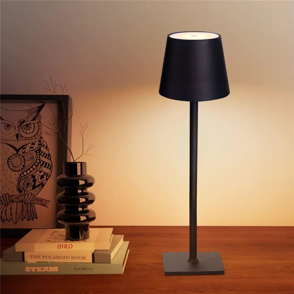 Modern Table Lamp for Bedroom - Rechargeable battery & USB powered