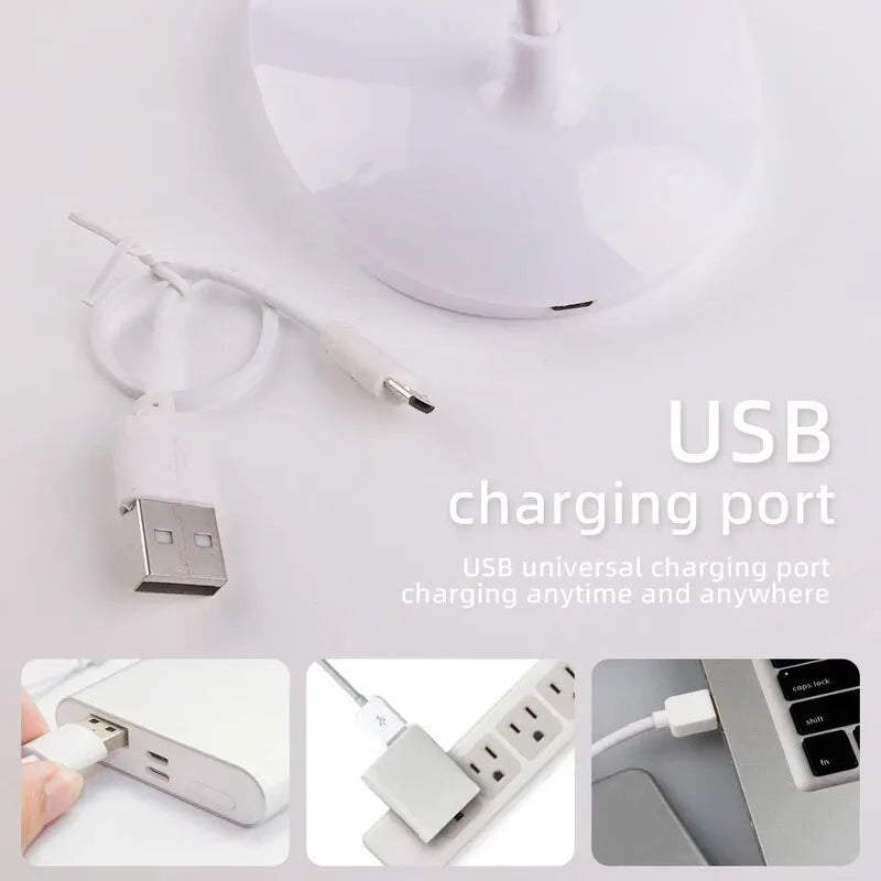 Modern LED Desk Lamp for Bedroom - Rechargeable battery & USB powered