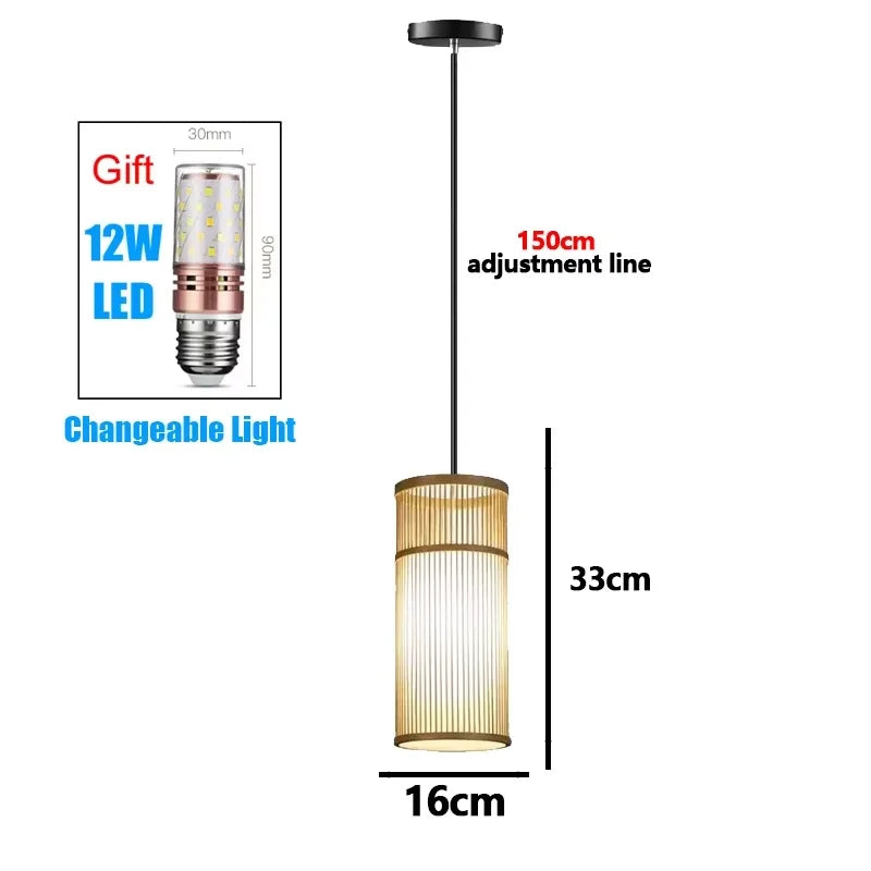 Modern Pendant Chandelier for Bedroom - Handwoven bamboo/rattan
