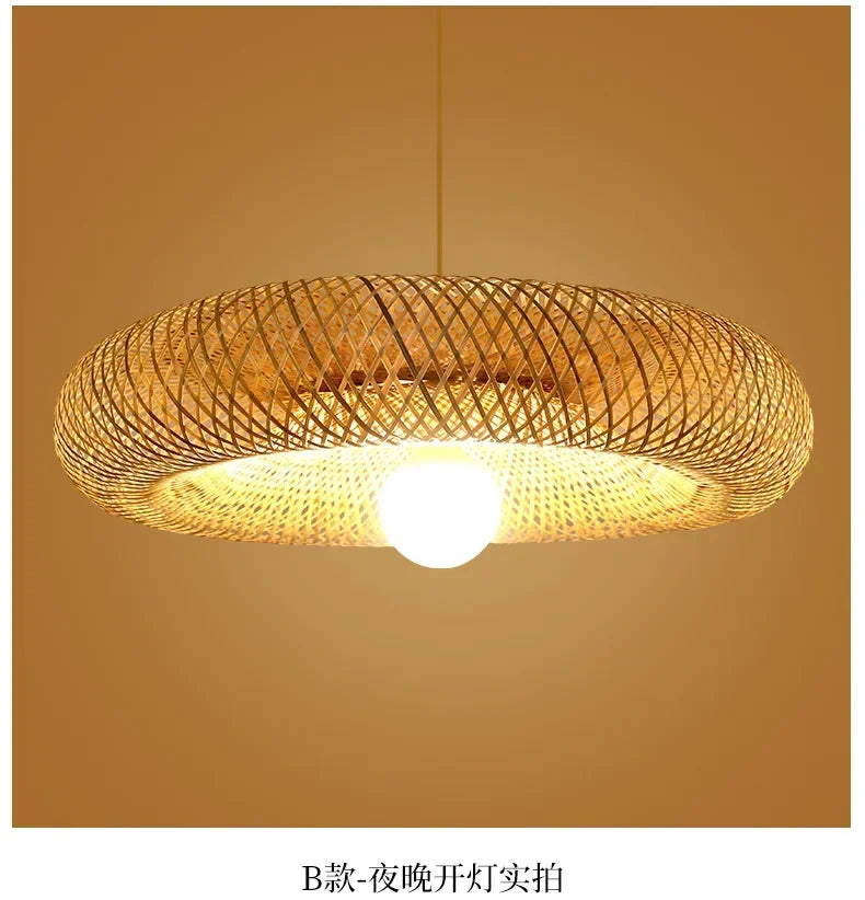Modern Pendant Chandelier for Bedroom - Handwoven bamboo/rattan