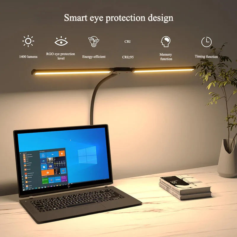 Modern LED Desk Lamp for Home Office - Stepless dimmable & Flexible gooseneck arm