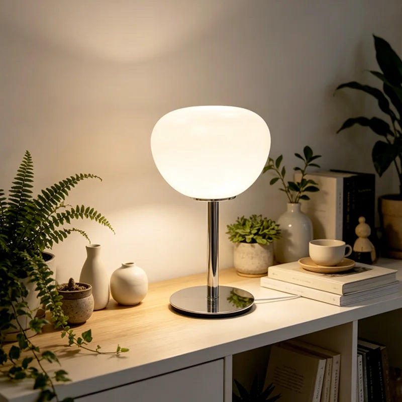 Minimalist Table Lamp for Home Office - Glass shade