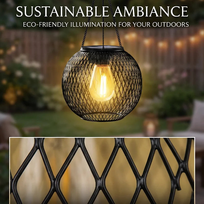 Retro Solar Outdoor Light for Garden - Solar powered & Wrought iron frame