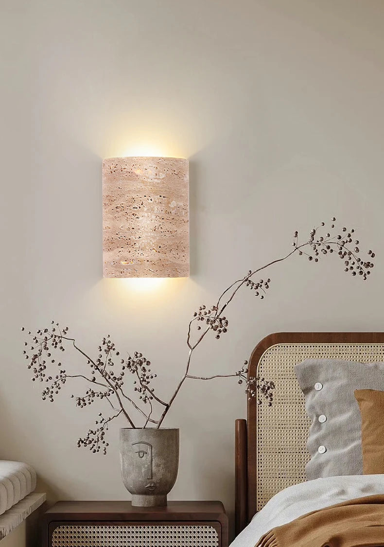 Minimalist Wall Sconce for Bedroom - Marble-effect finish