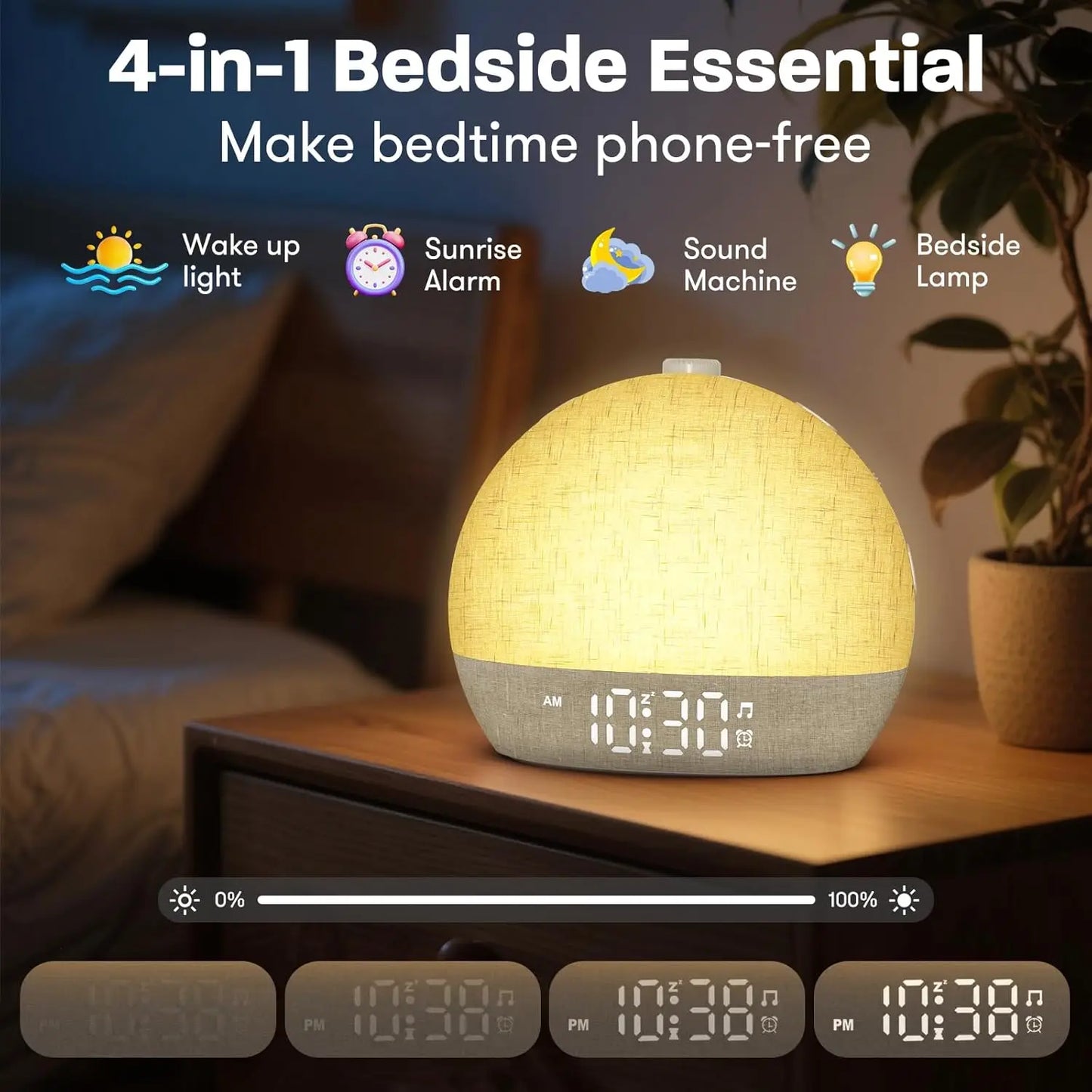 Modern LED Alarm Clock for Home - Stepless dimmable & Multicolor RGB light