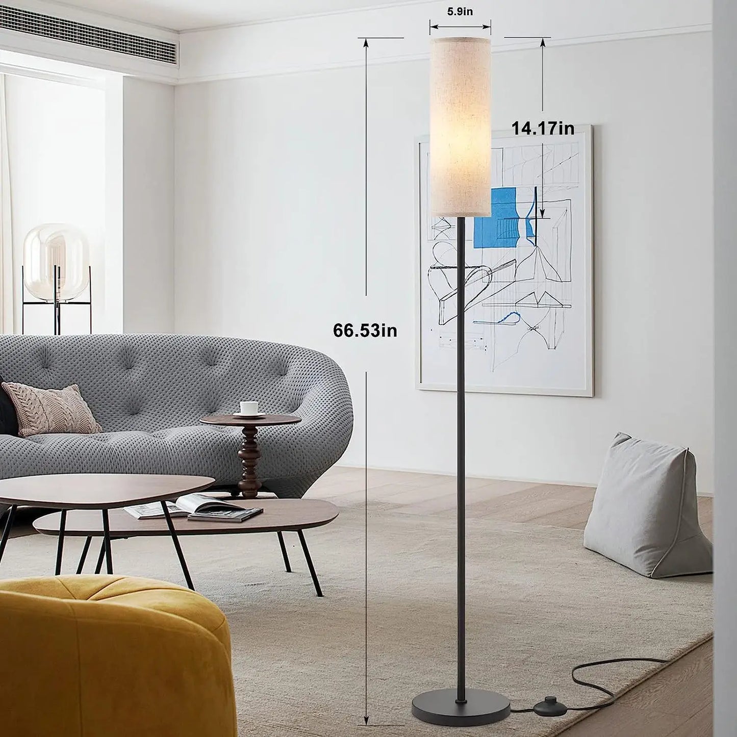 Modern Floor Lamp for Bedroom - Foot pedal switch