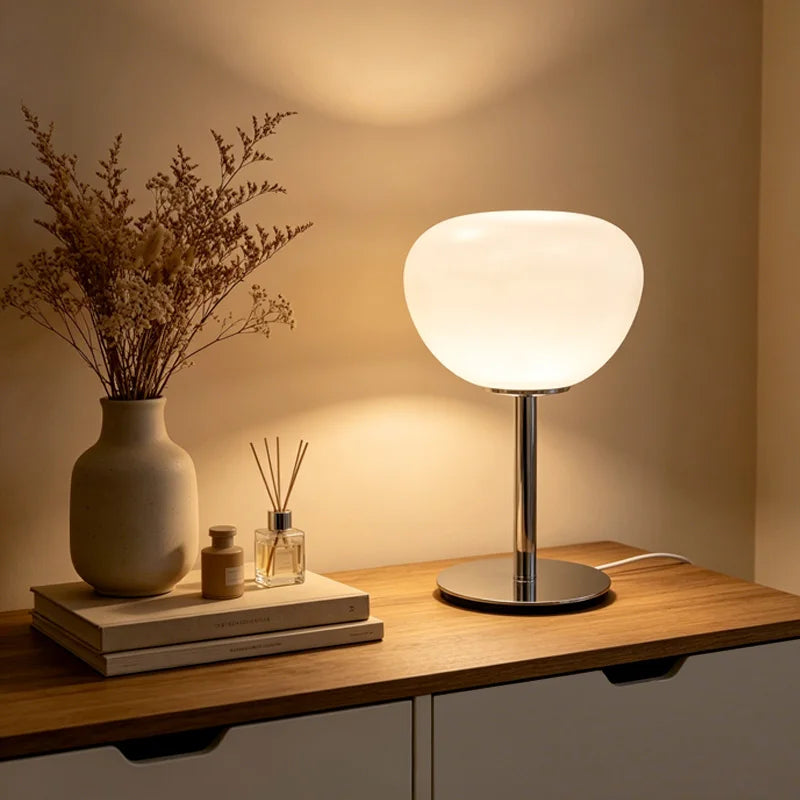 Minimalist Table Lamp for Home Office - Glass shade