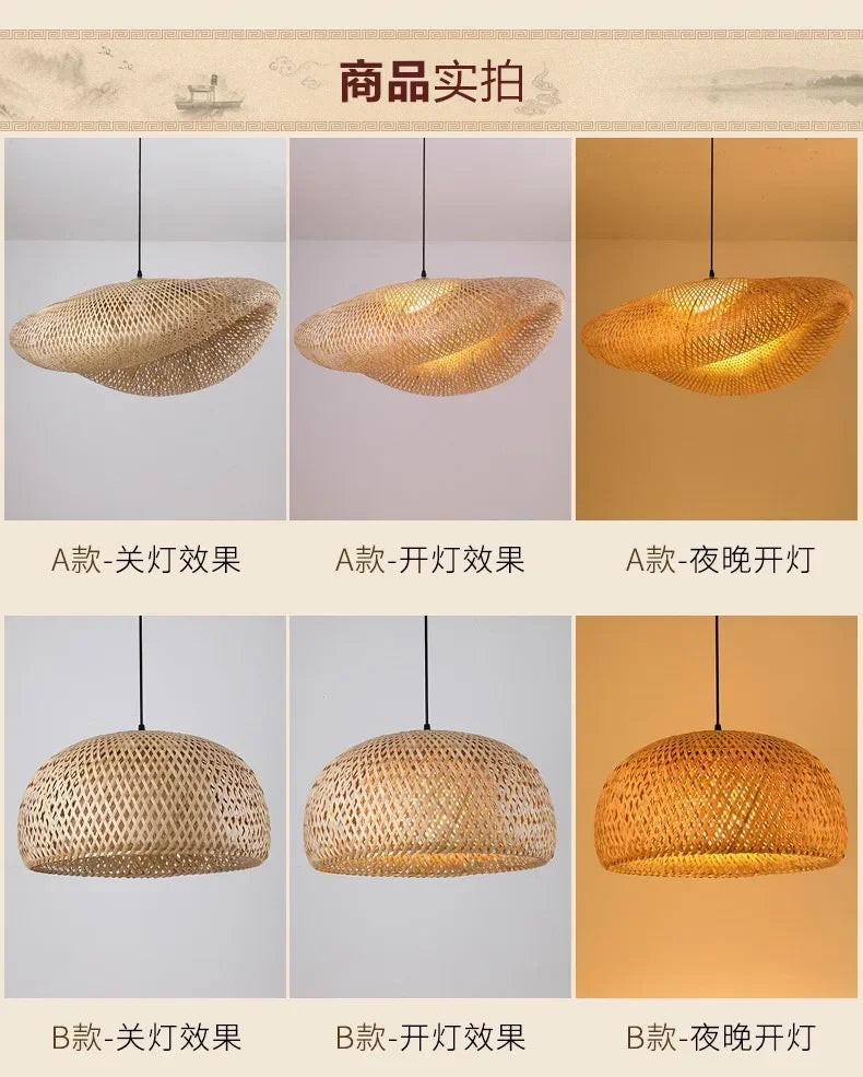 Modern Pendant Chandelier for Bedroom - Handwoven bamboo/rattan