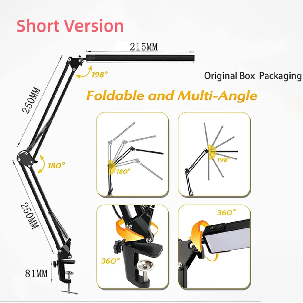 Modern LED Desk Lamp for Home - Stepless dimmable & Clamp mount included