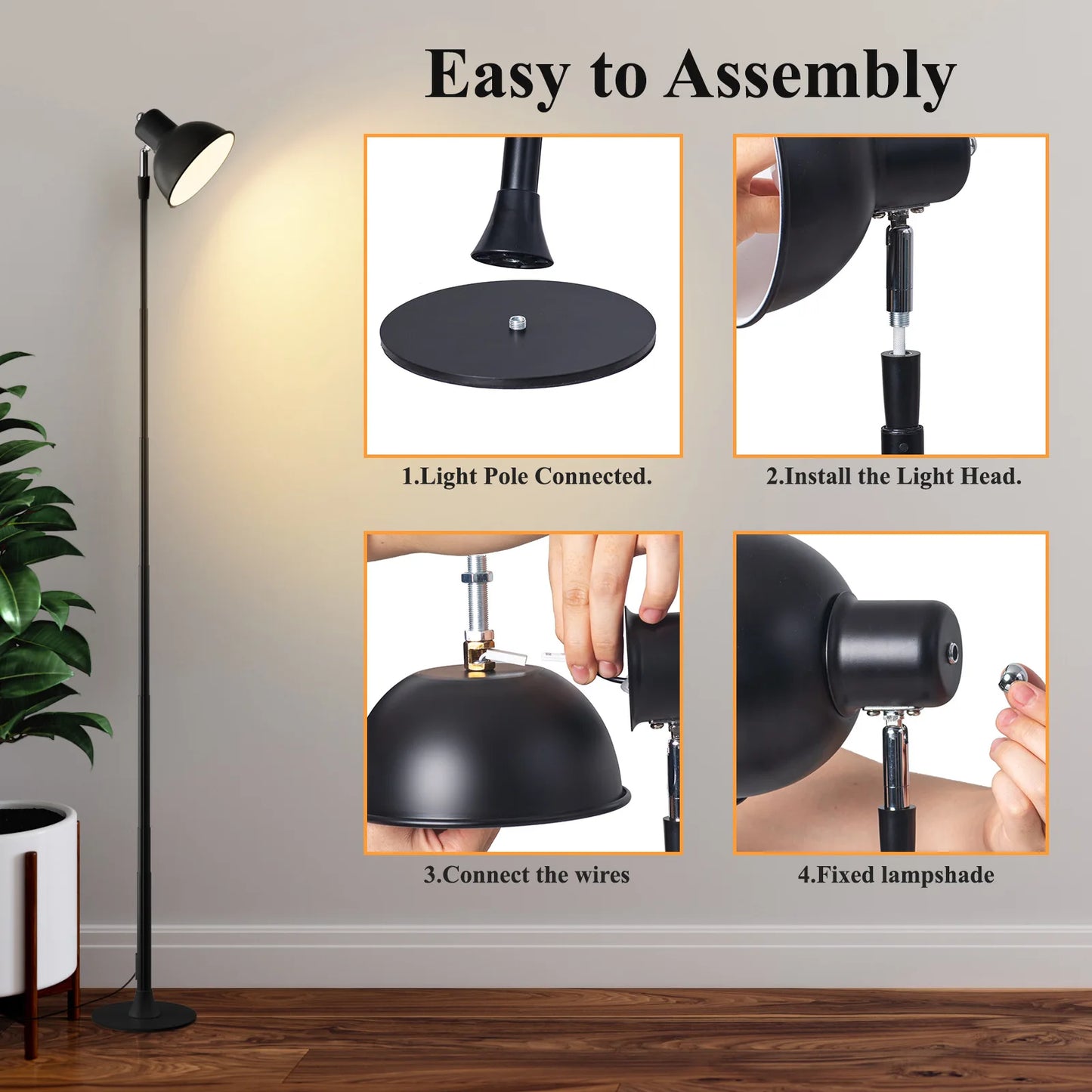 Modern Floor Lamp for Bedroom - USB powered & Stepless dimmable