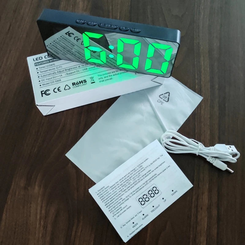 Modern LED Alarm Clock for Home - Easy-Read Large Display & Clean Minimalist Face