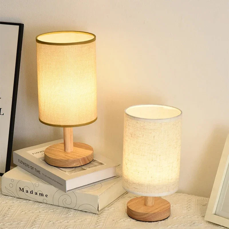 Modern LED Desk Lamp for Bedroom - USB powered & Natural wood finish