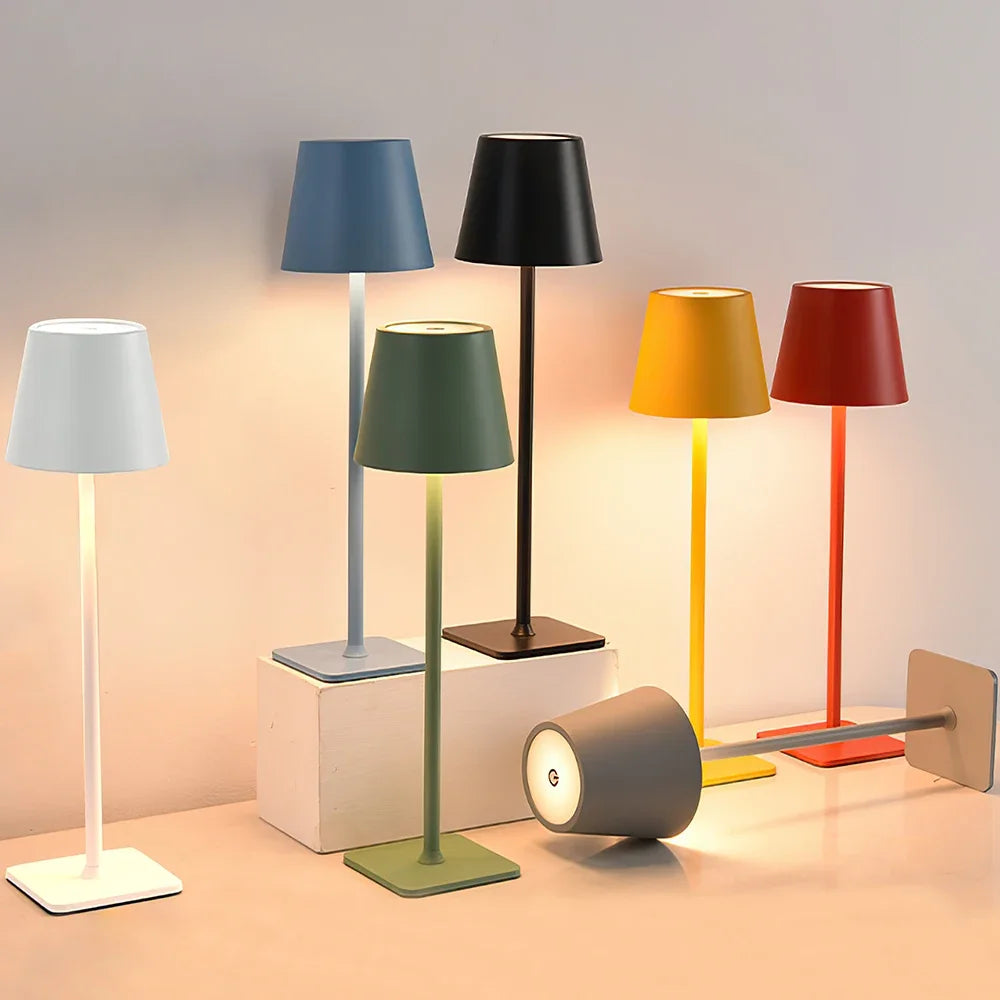 Modern Table Lamp for Bedroom - Rechargeable battery & USB powered
