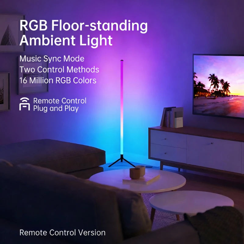 Modern Floor Lamp for Bedroom - Multicolor RGB light & Sound-reactive light