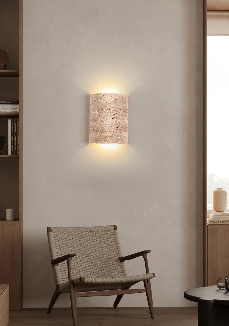 Minimalist Wall Sconce for Bedroom - Marble-effect finish