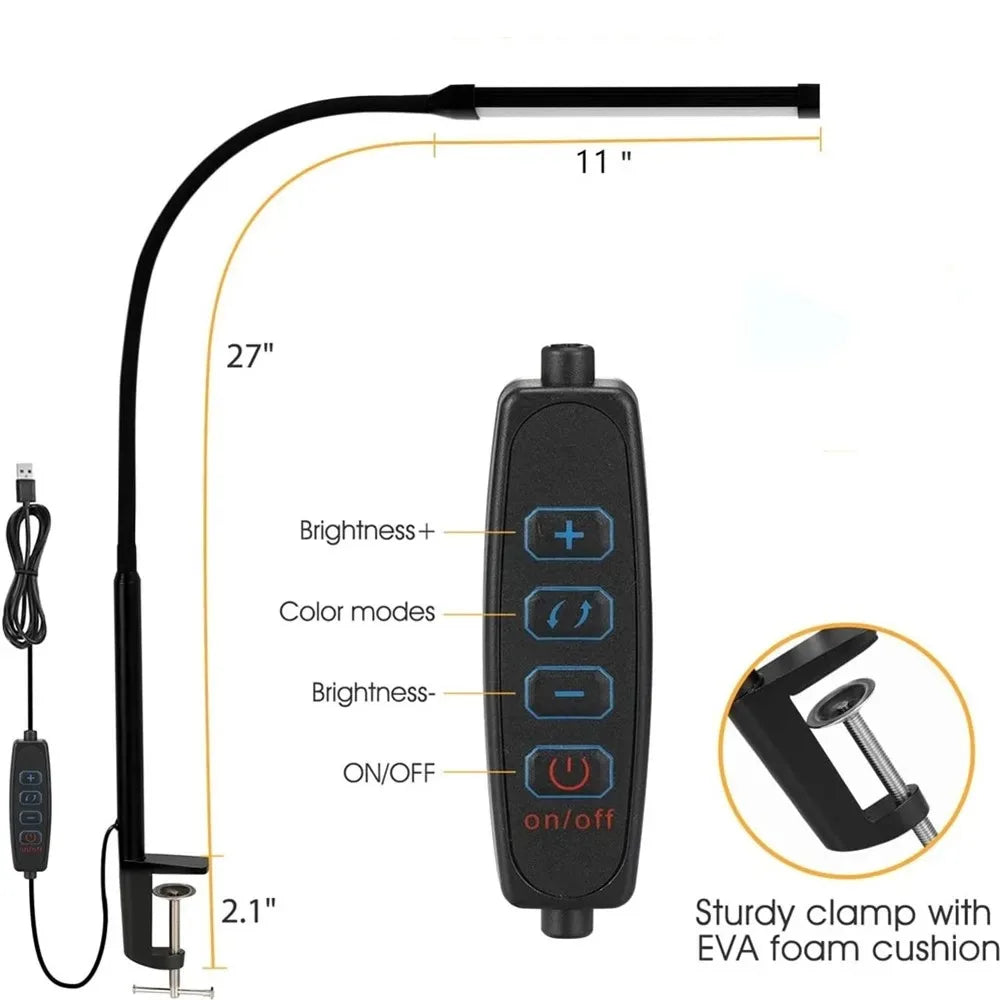 Modern LED Desk Lamp for Home Office - Stepless dimmable & Adjustable positioning