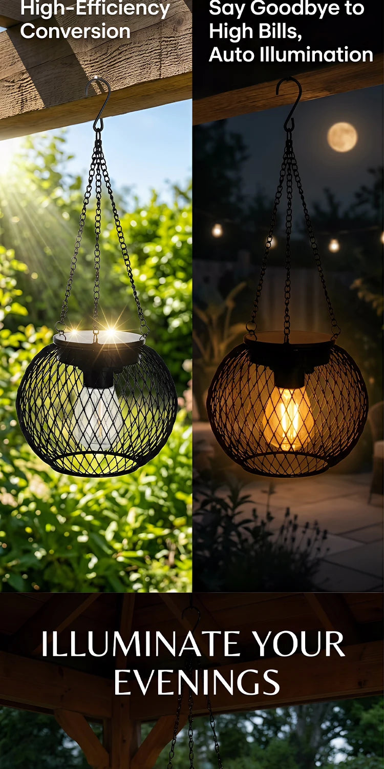 Retro Solar Outdoor Light for Garden - Solar powered & Wrought iron frame