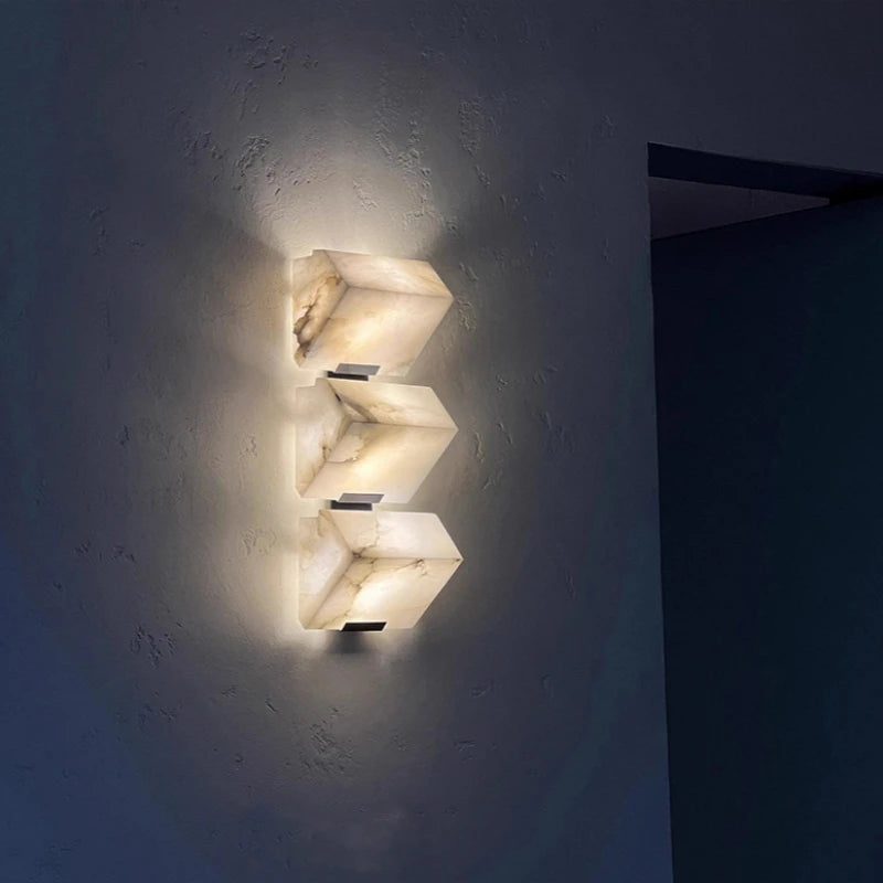Minimalist Wall Sconce for Bedroom - Marble-effect finish