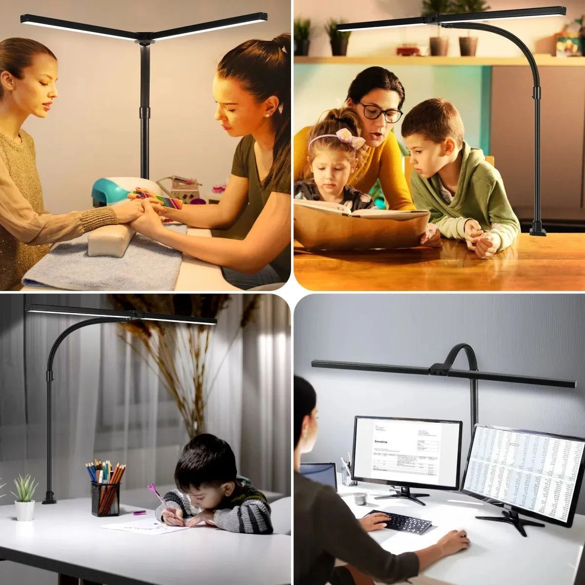 Modern LED Desk Lamp for Home Office - Stepless dimmable & Adjustable positioning