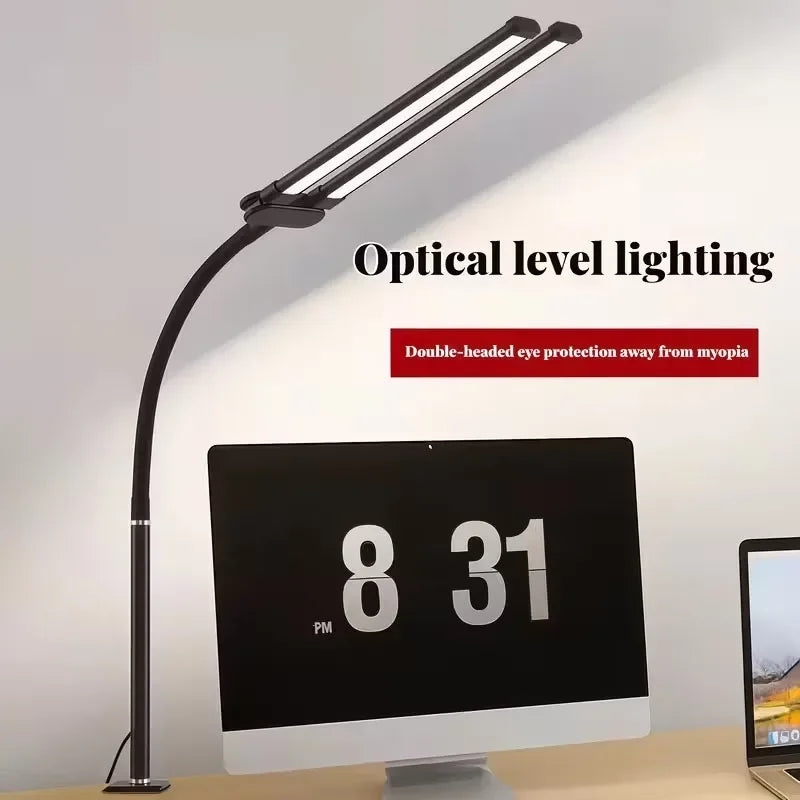 Modern LED Desk Lamp for Home Office - Stepless dimmable & Flexible gooseneck arm