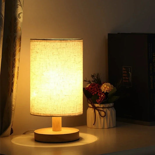Modern LED Desk Lamp for Bedroom - USB powered & Natural wood finish